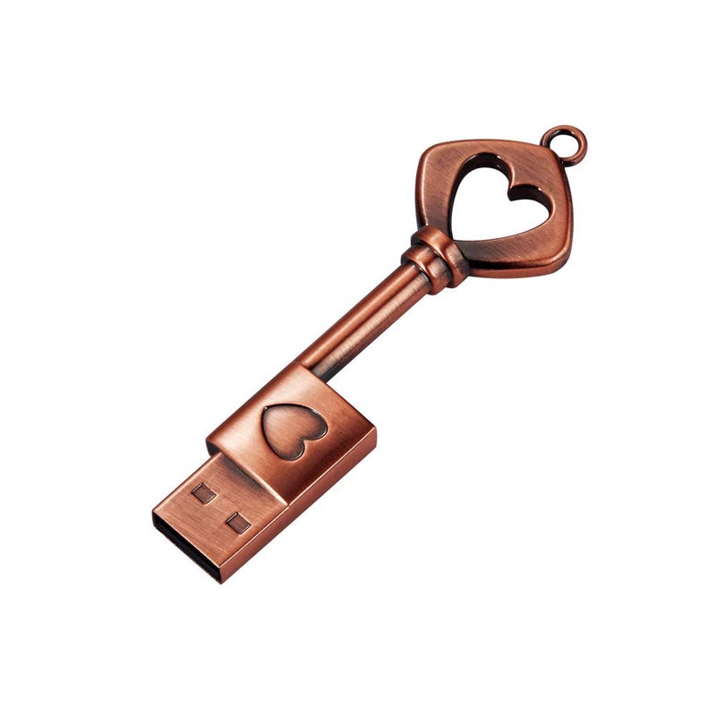 GARRULAX USB Flash Drive, 8GB / 16GB / 32GB / 64GB USB 2.0 Metal USB Memory Stick Date Storage Pendrive Thumb Drives (Heart Key, 64GB) - Image 2